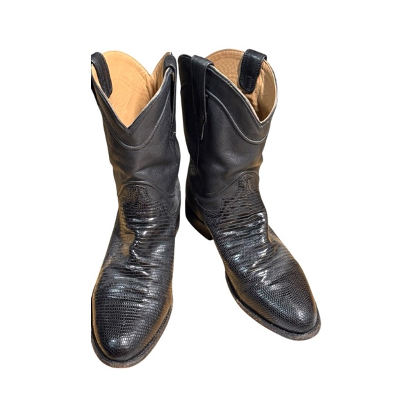 Tecovas Men's Black Lizard Skin Cowboy Boots Pointed Toe Mid-Calf Size 11D - Picture 1 of 7